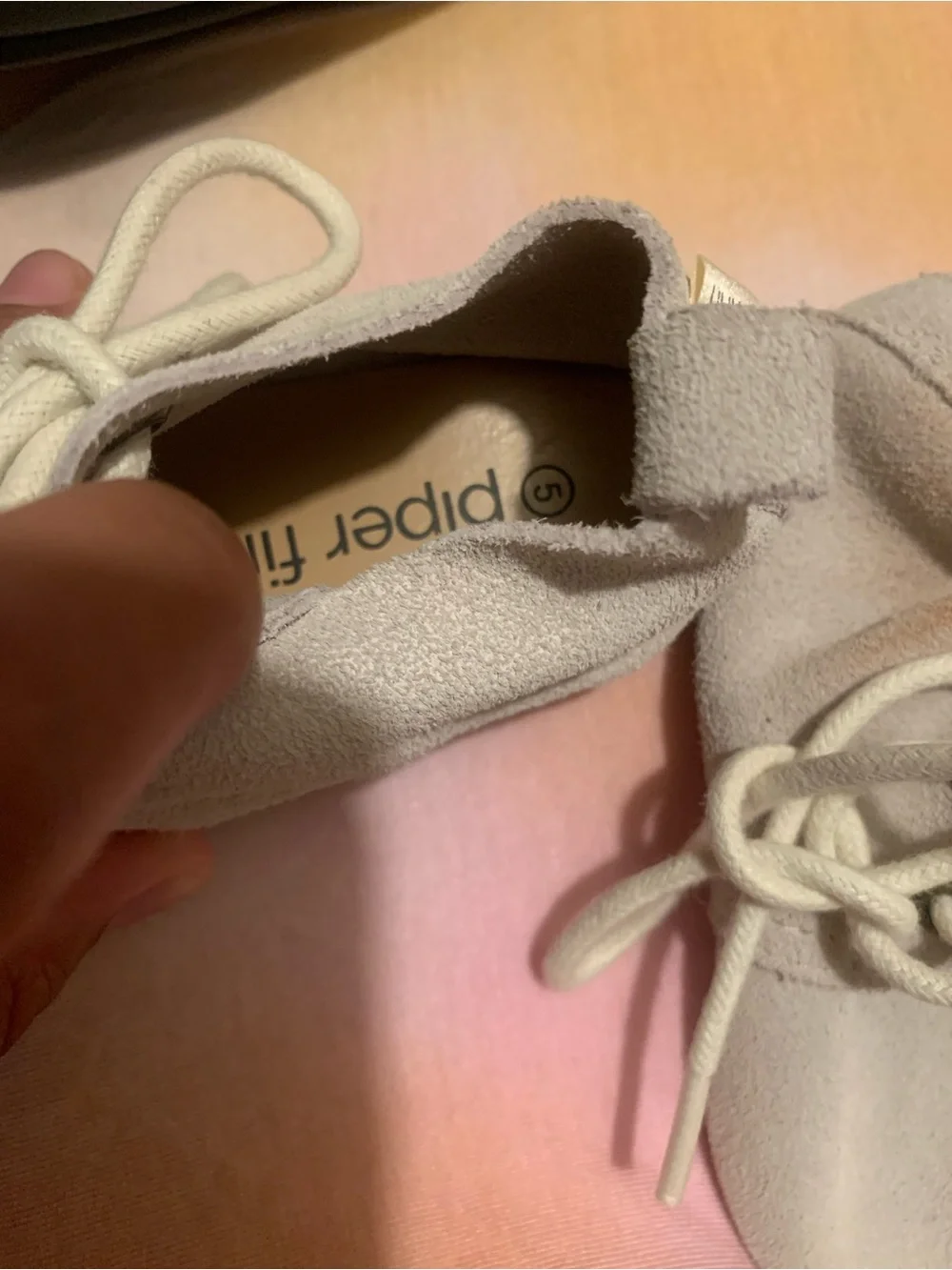 Children's Suede Lace-Up Moccasins in Light Beige